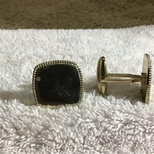 Gold-Tone Black Stone Cufflinks - Men's Accessory